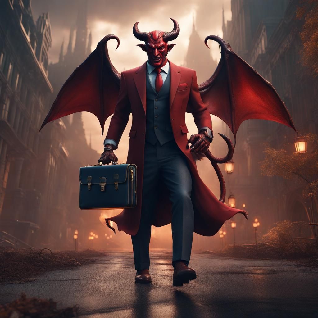 Devil in a suit with a briefcase