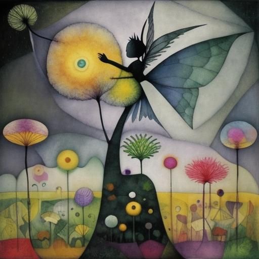 Winged  fairies  ,  in a Million Dandelion dreamscape,  maki...