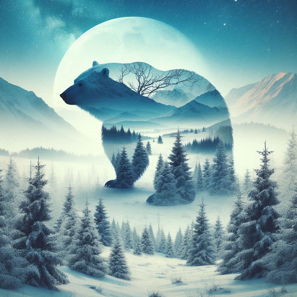 double exposure beautiful fantasy DALL-E 3 portrait landscape..