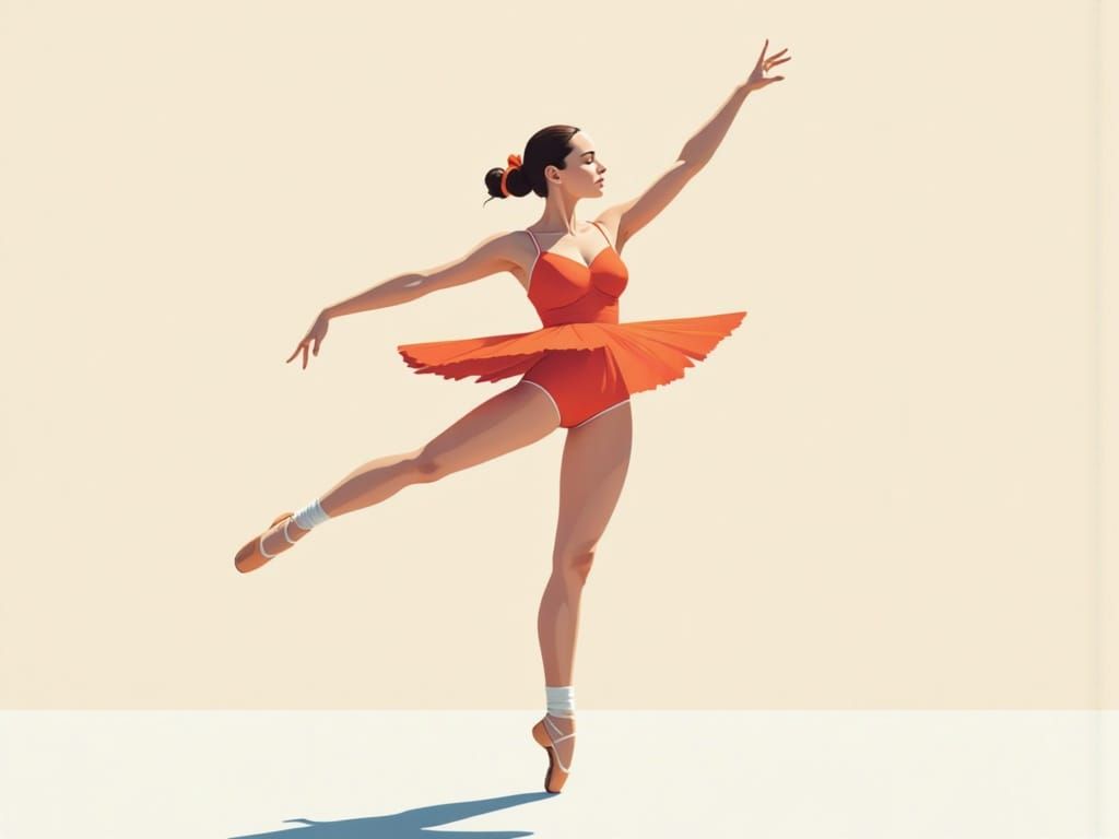 A ballerina mid-pirouette. <lora:Cosmic Clear Pop:1.0> Vibrant colours, Well-defined shapes, Minimalistic detail, Focusing on clear, Uniform...