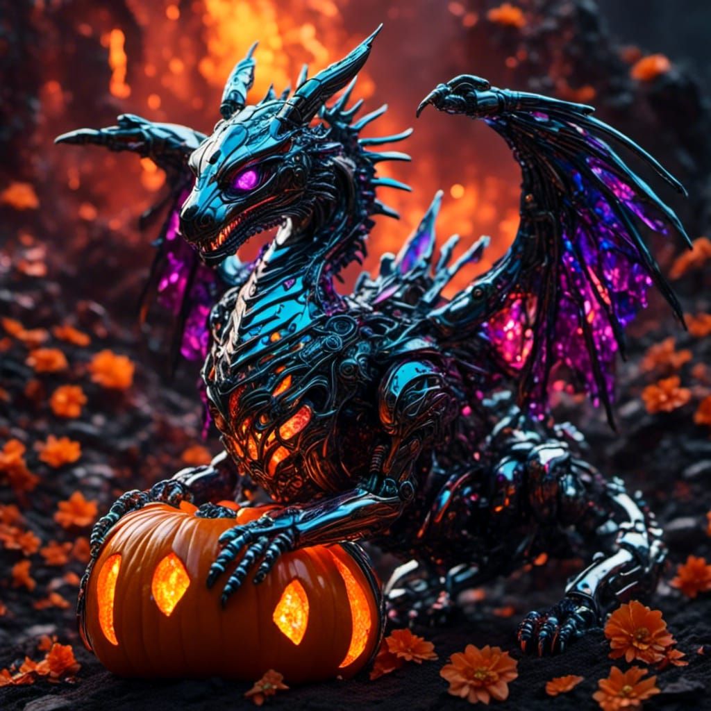 Robot Halloween dragon
