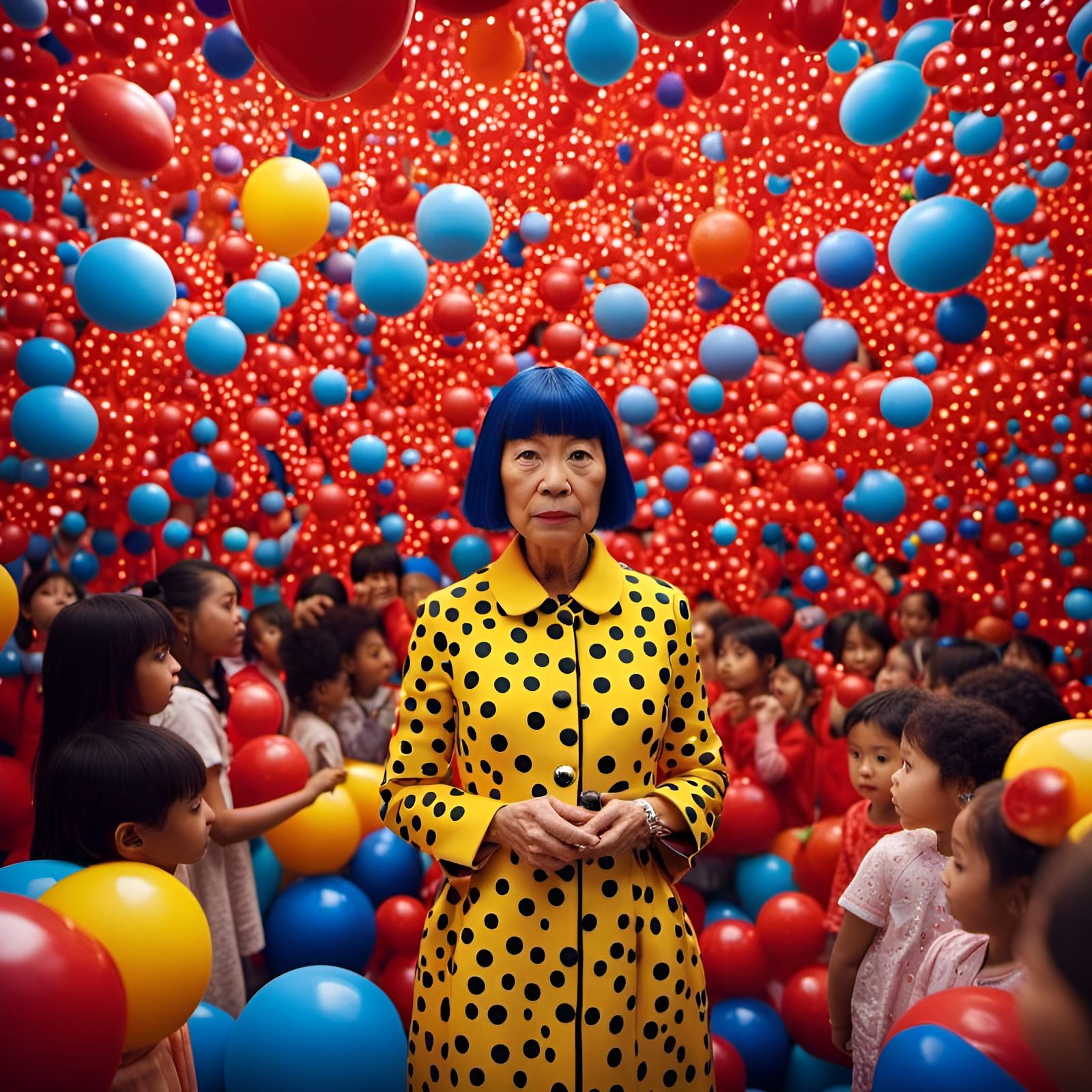 Yayoi Kusama as a Kindergarten Teacher AI Generated Artwork