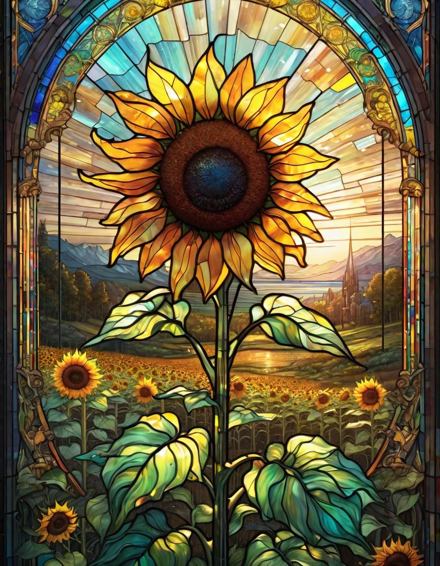 Stained Glass Sunflowers  by @somniamea