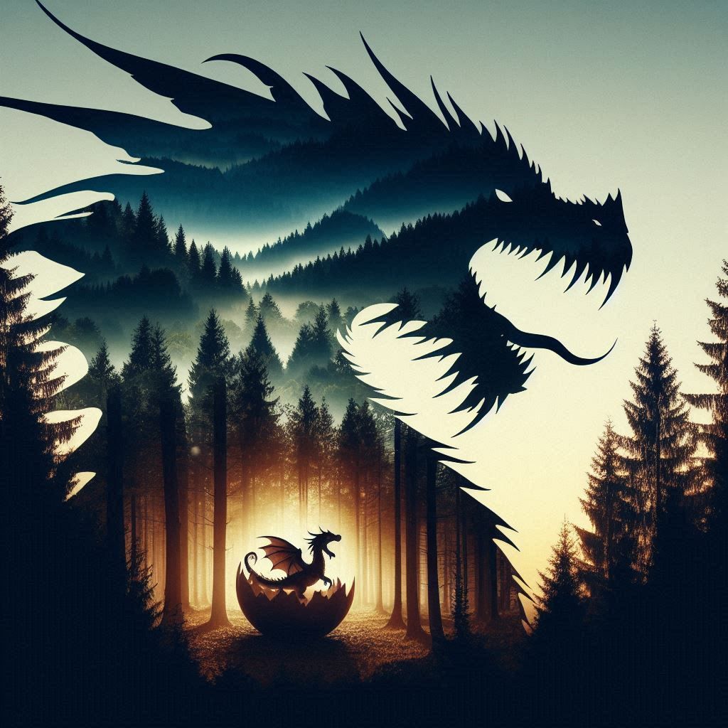 Double exposure dragon