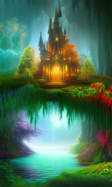 Enchanted Forest, Castle - AI Generated Artwork - NightCafe Creator