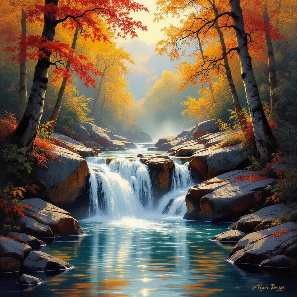 The painting depicts the power of water