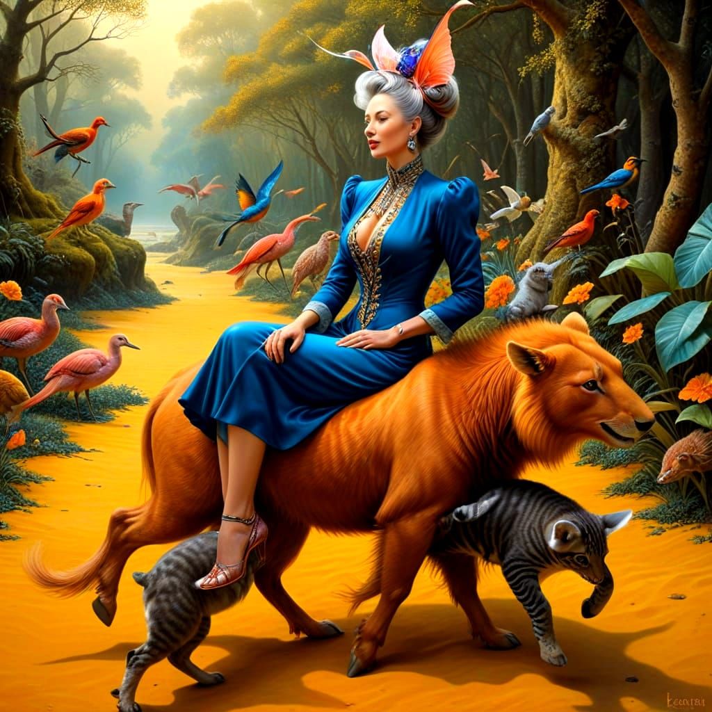 Vibrant Woman in Whimsical Wonderland