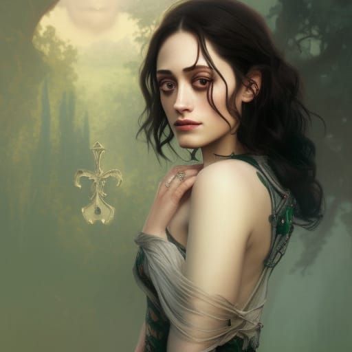 Elegant Portrait of Woman in Fleur-de-lis Dress