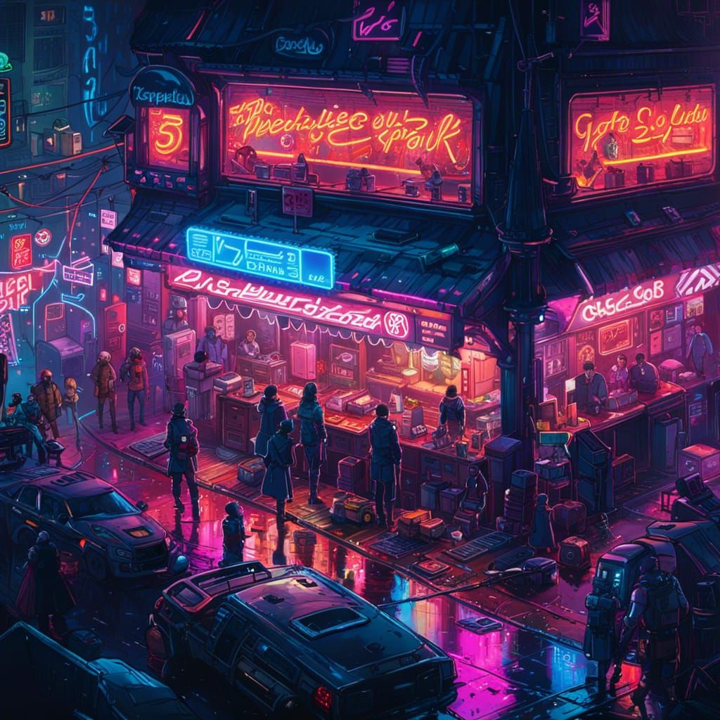 Neon Nightlife - AI Generated Artwork - NightCafe Creator