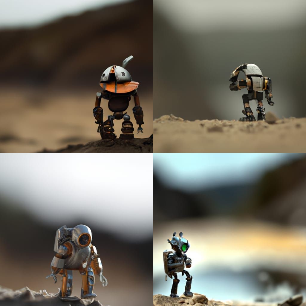 small cute futuristic robot with a mandalorian armor, mando ...