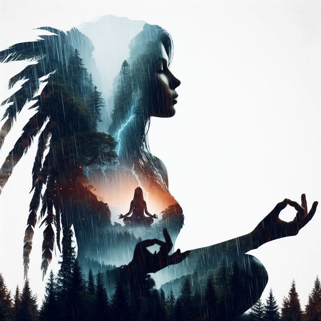 double exposure beautiful fantasy DALL-E 3 portrait landscap...