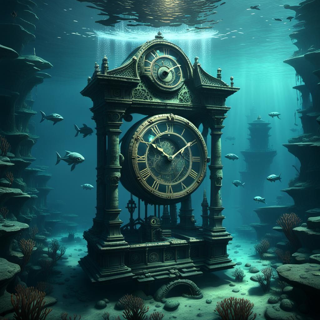 An alien Finding an ancient clock on the sunk Titanic floati...