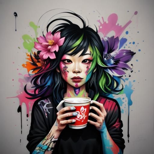 flower, goblincore, cute maggie Lee, morning coffee, baby