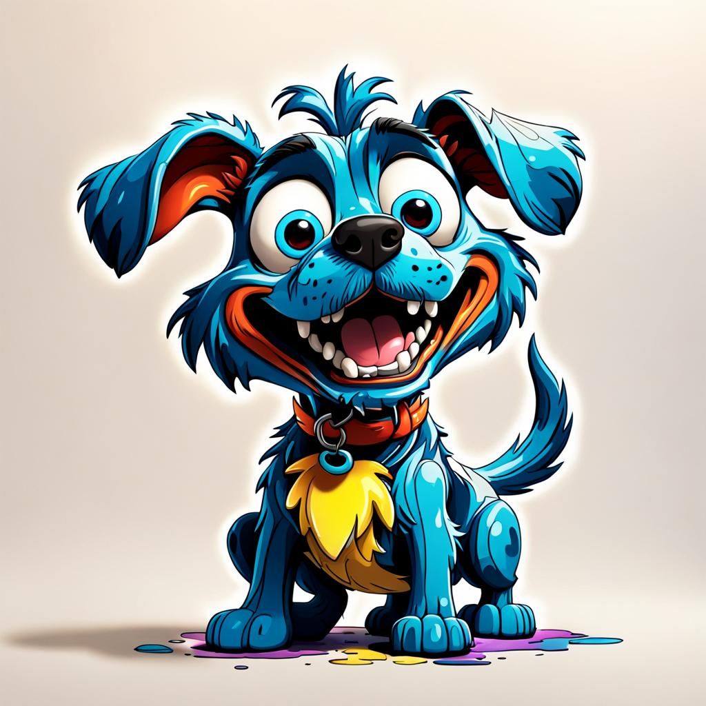 Cartoon color drawing of a dog