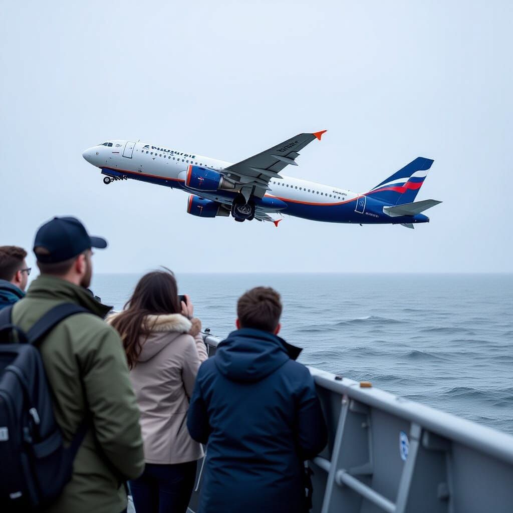 Father and Son Parachuting Towards Vast Ocean