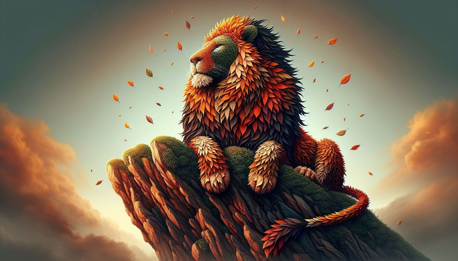 Leafy lion. Lion + leaf