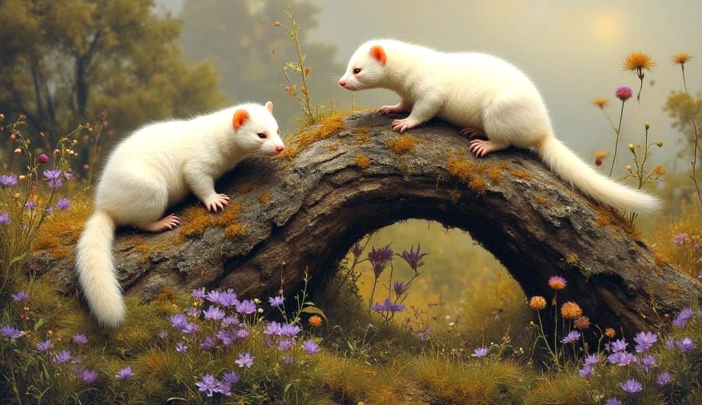 Stoat pair in the Heathlands