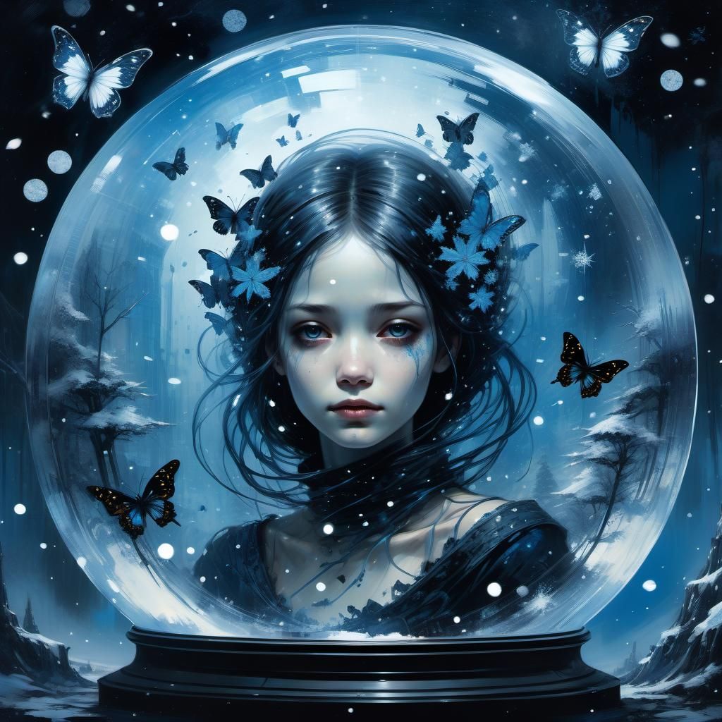 woman trapped in snow globe - AI Generated Artwork - NightCafe Creator