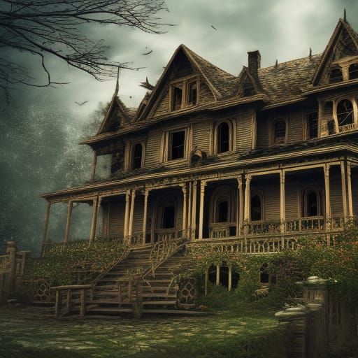 a haunted house, photo of an insanely detailed, Intricately ...