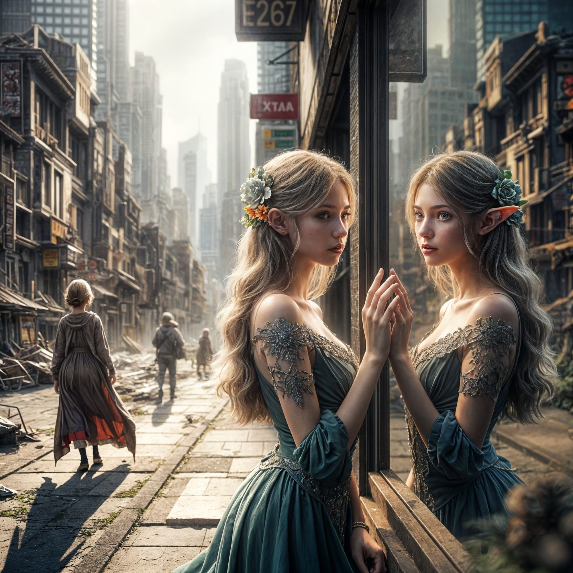 Wishing she were in a fantasy world instead of the one she's in...