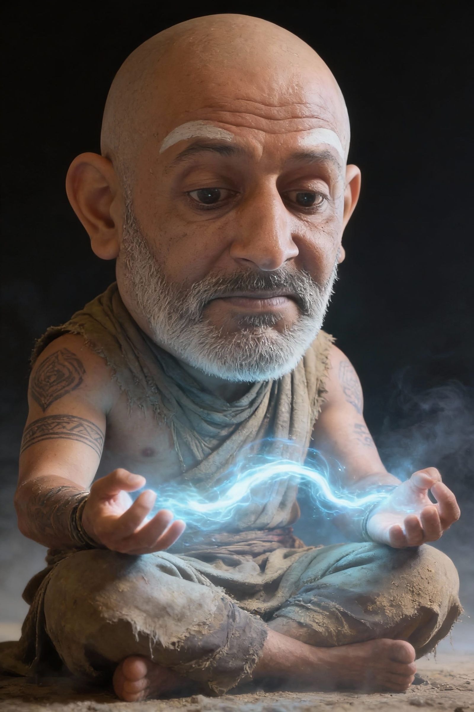 Mystical Man Conjuring Ethereal Energy in Photorealistic Fan...