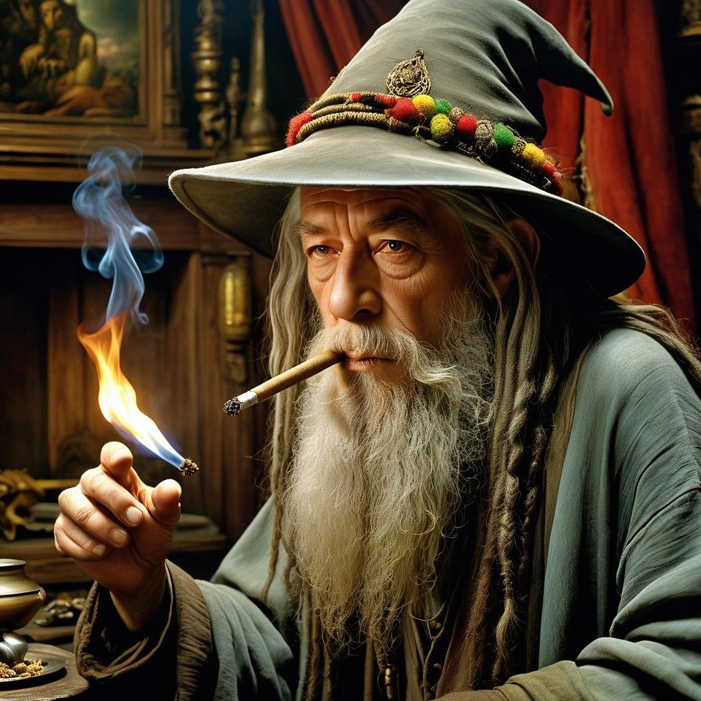 RASTA GANDALF SMOKING A JOINT