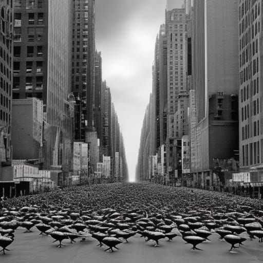 flock of geese walk down 42nd street new york 2