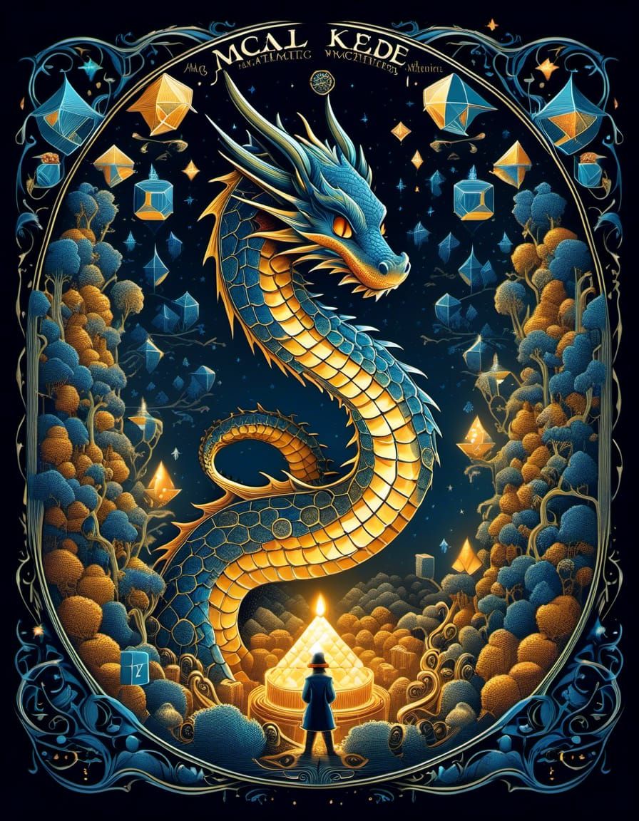 Magical Mathematics two parts in one art double exposure cute little detailed shocked perfect dragon trying to understand what all these wei...