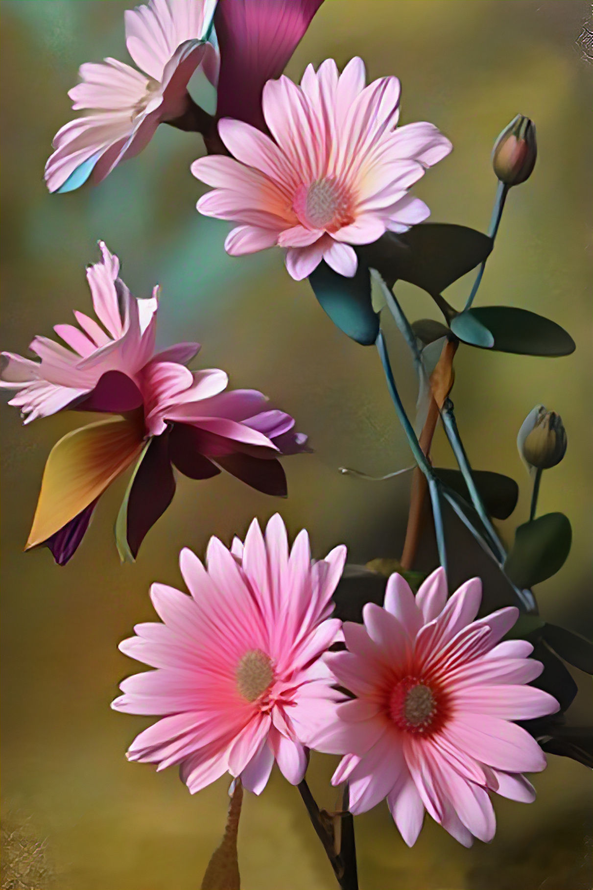 057 -LE F004- Beautiful flowers arranged in a perfect composition -6308-- edited