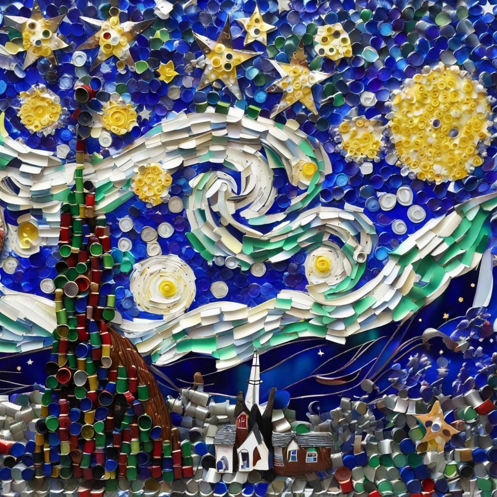 starry night made Recycled soda cans
