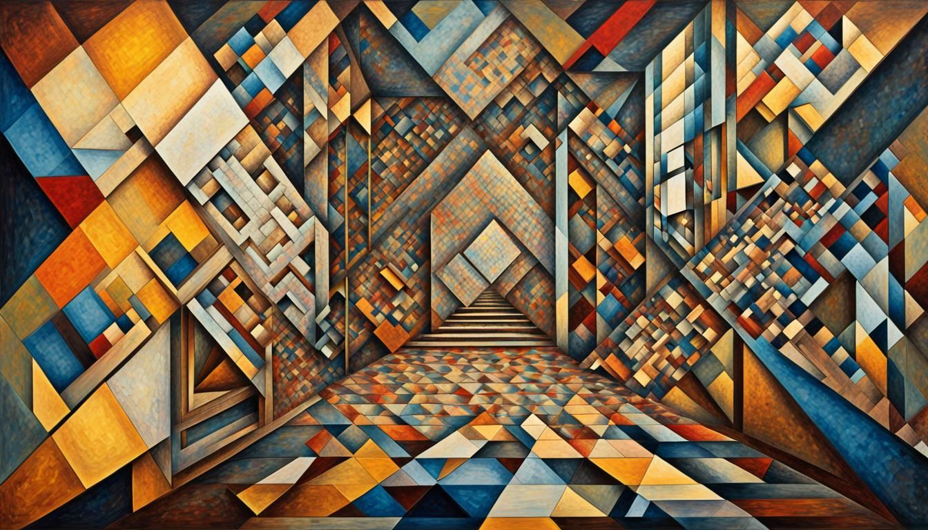  orthogonal grids with flashes of light with kandinsky colours in diagonal architectural ...  by @RGB user