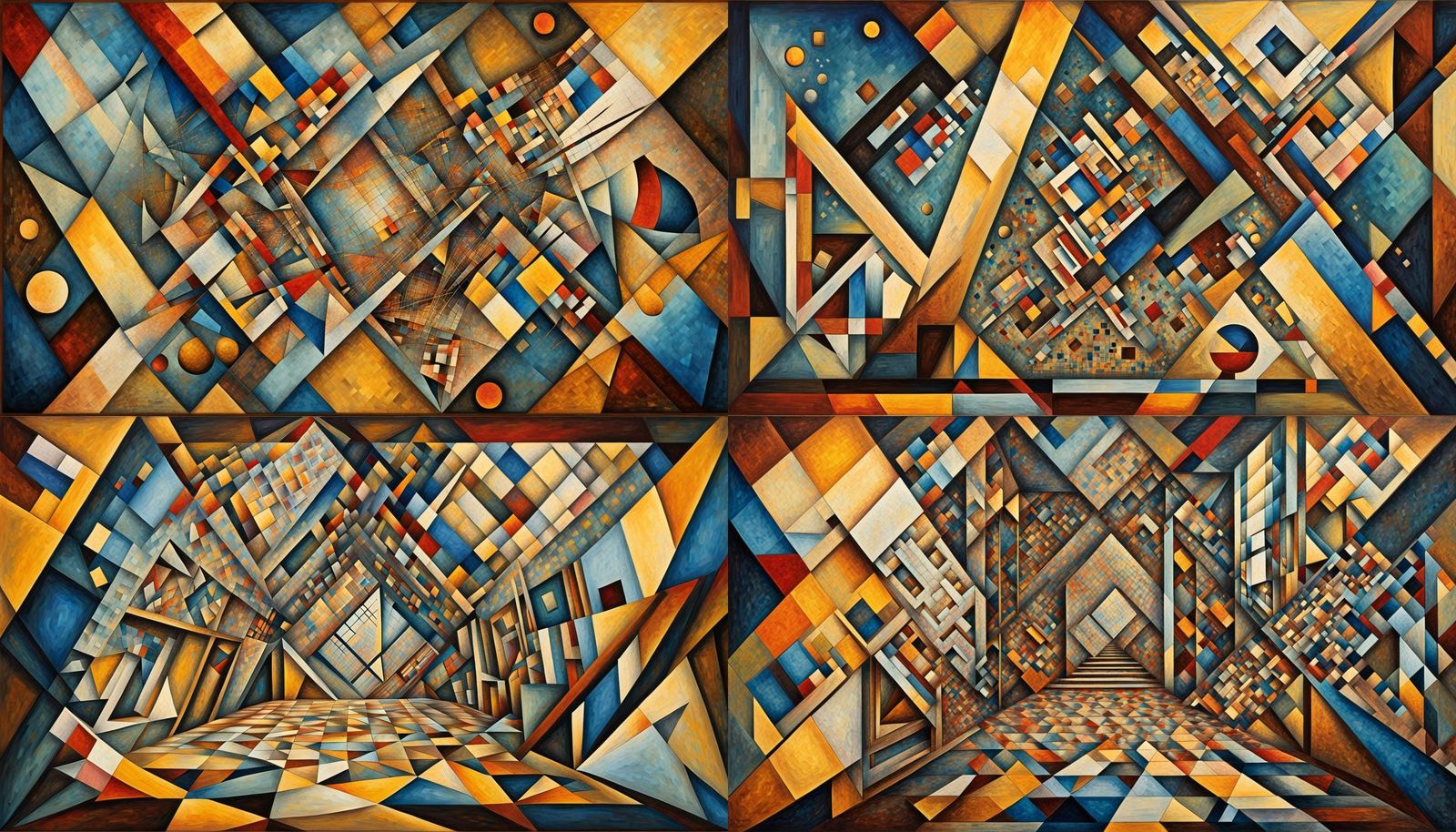 orthogonal grids with flashes of light with colours in diagonal architectural lines criss-crossing a eerie interior