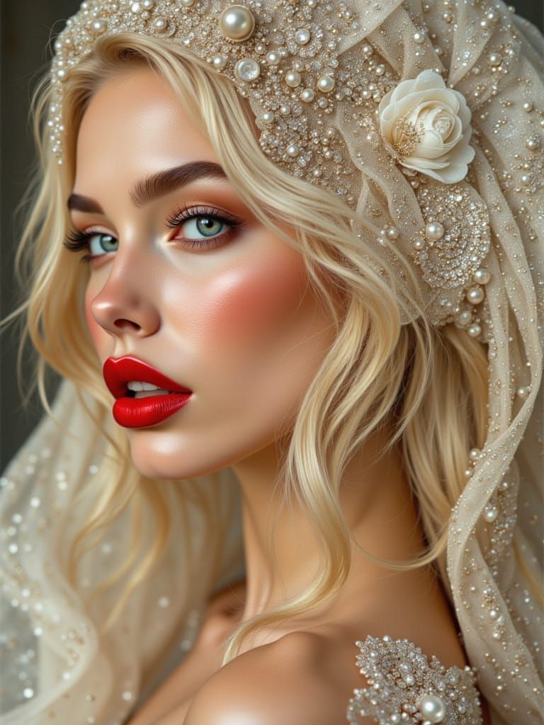 Vogue Cover: Ethereal Woman in Floral Embellished Gown