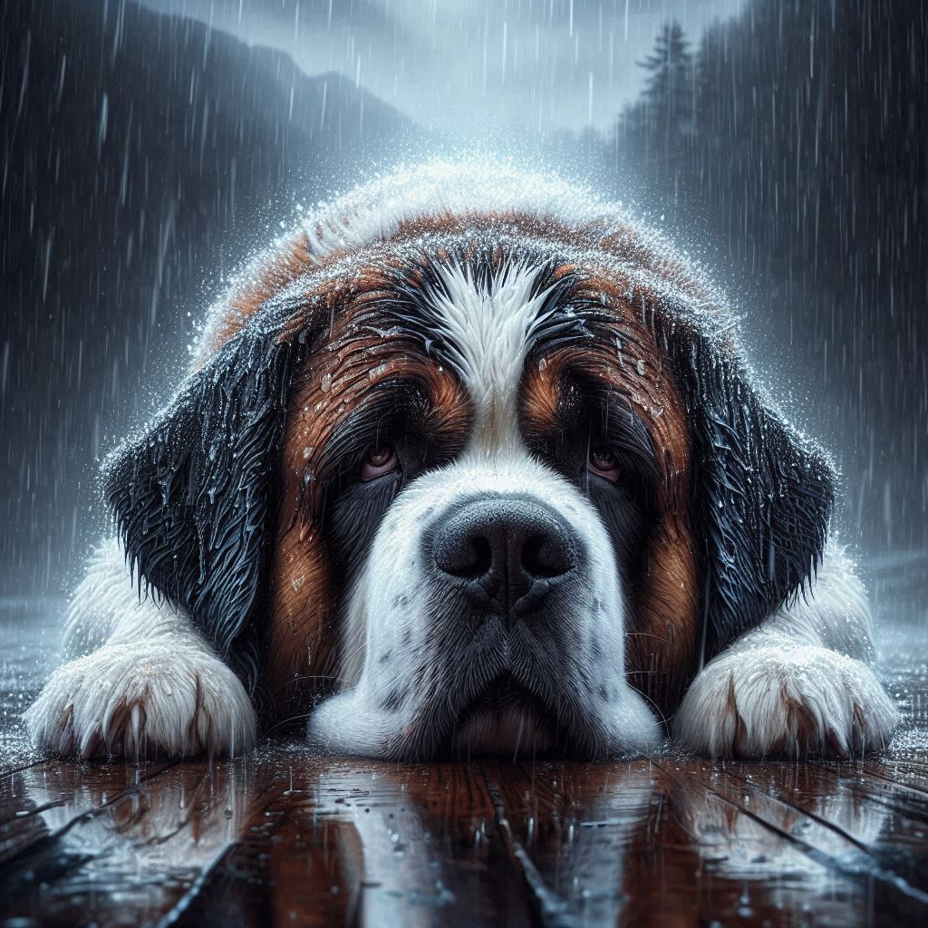 Winner of a Community No Theme Challenge - A Saint Bernard in the Rain