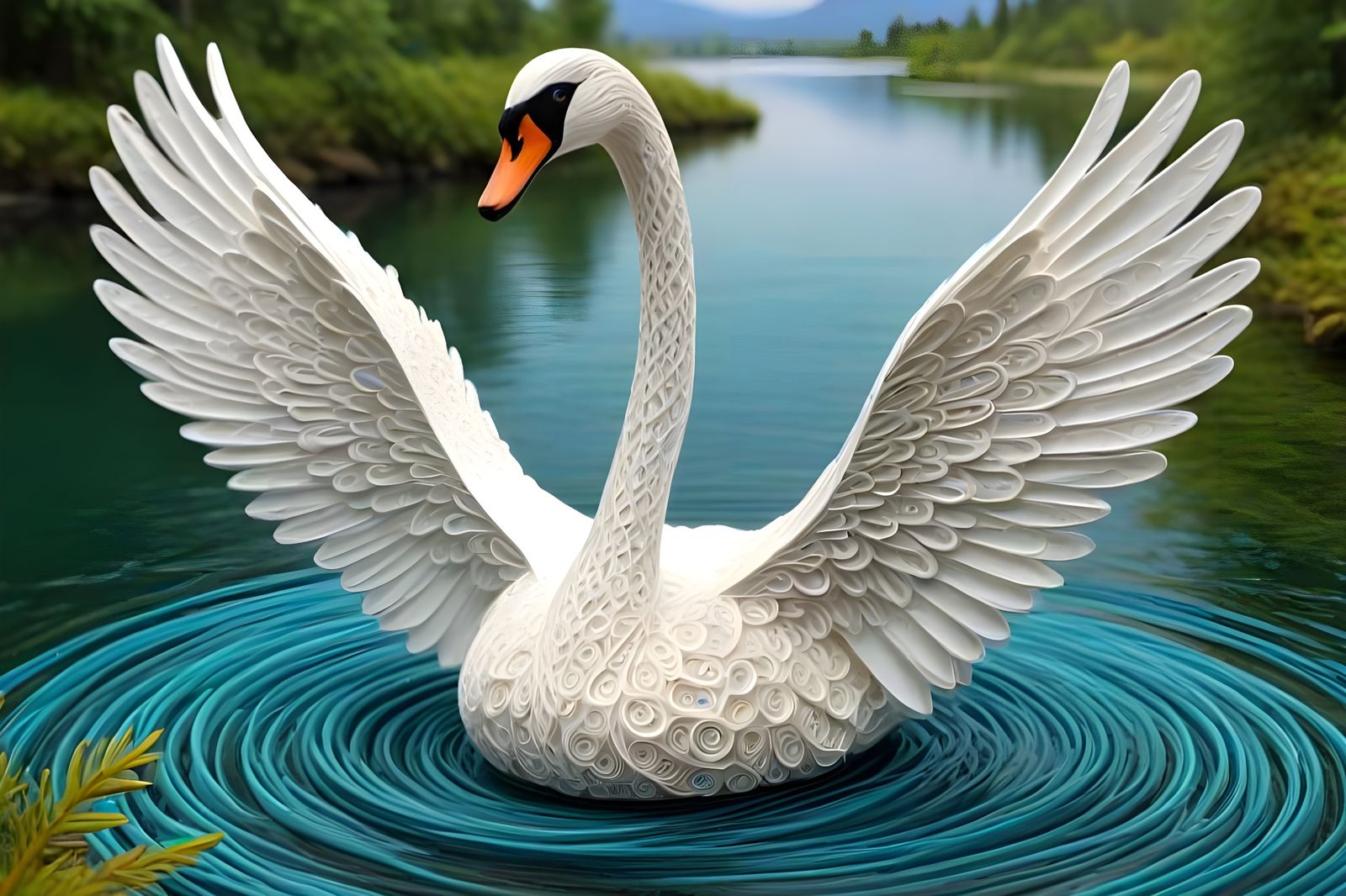 Quilling 3D Swan  by @Gary Murakami
