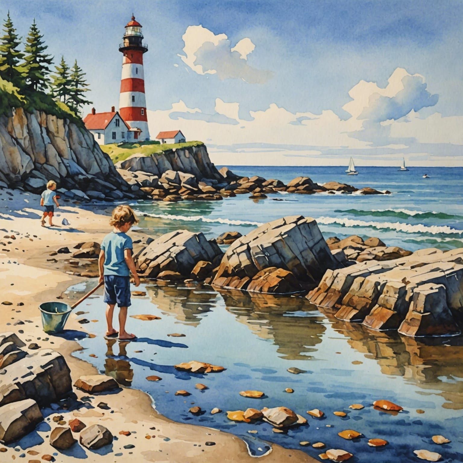 Children exploring tidepools