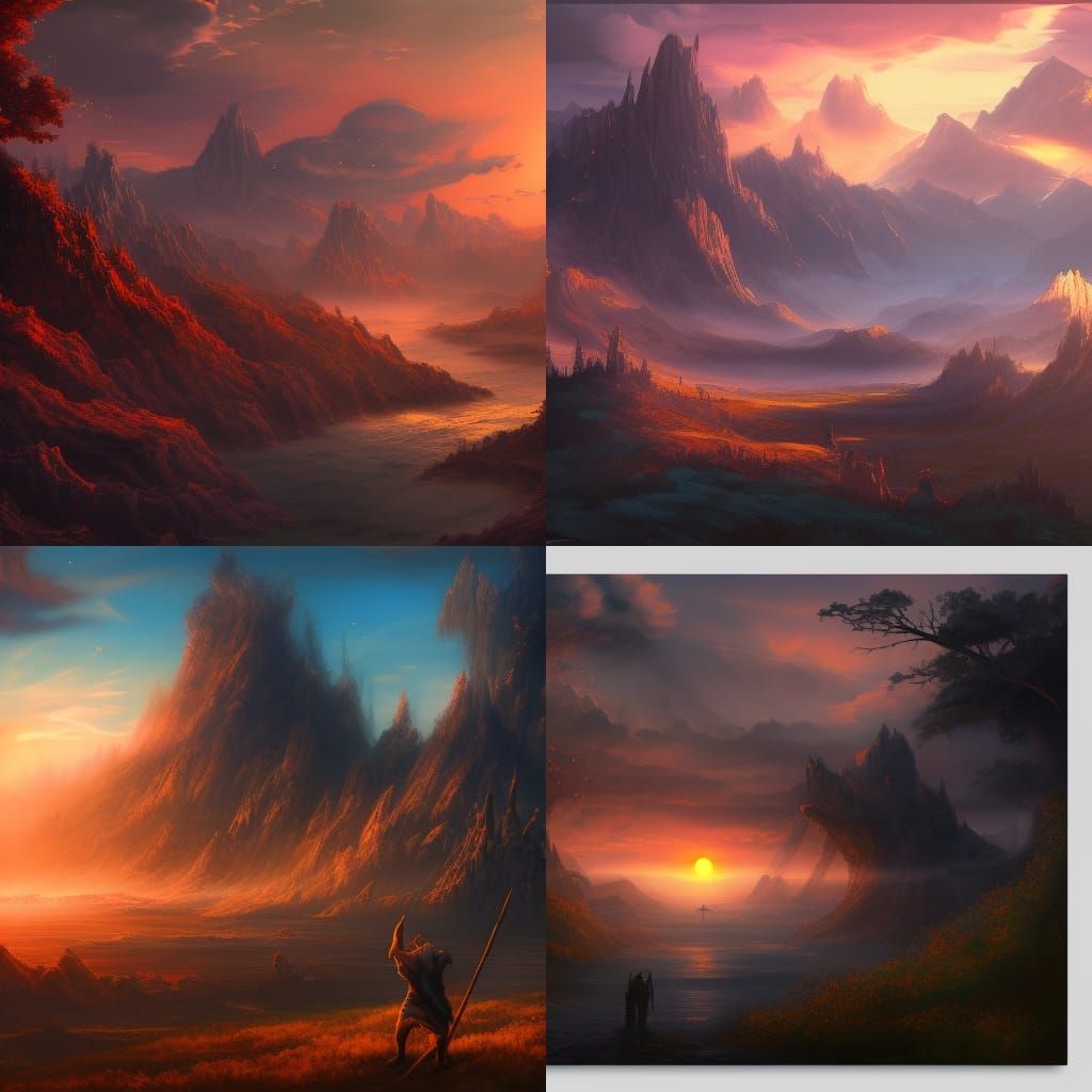 Thick paint brush strokes picture of sunset AI Generated Artwork