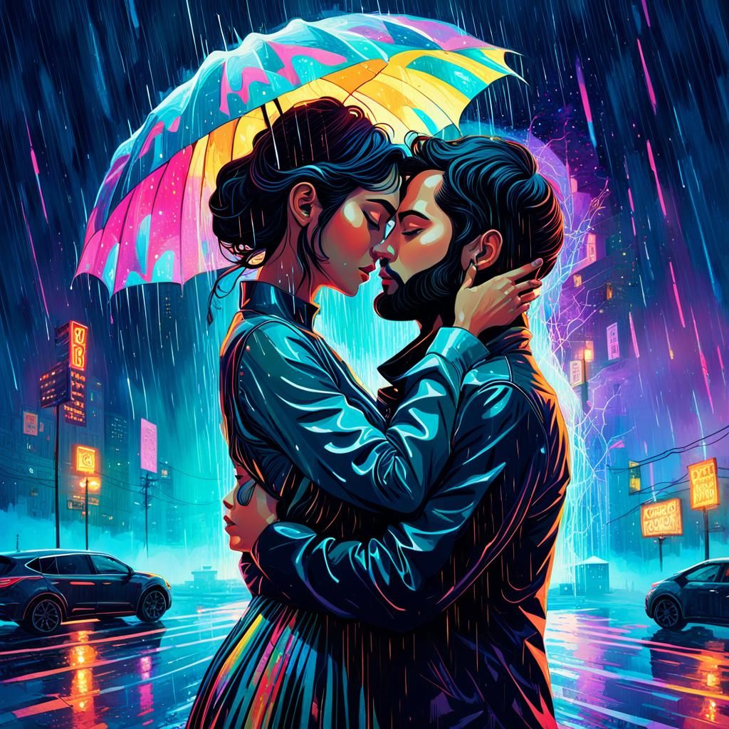 In the rain together - AI Generated Artwork - NightCafe Creator