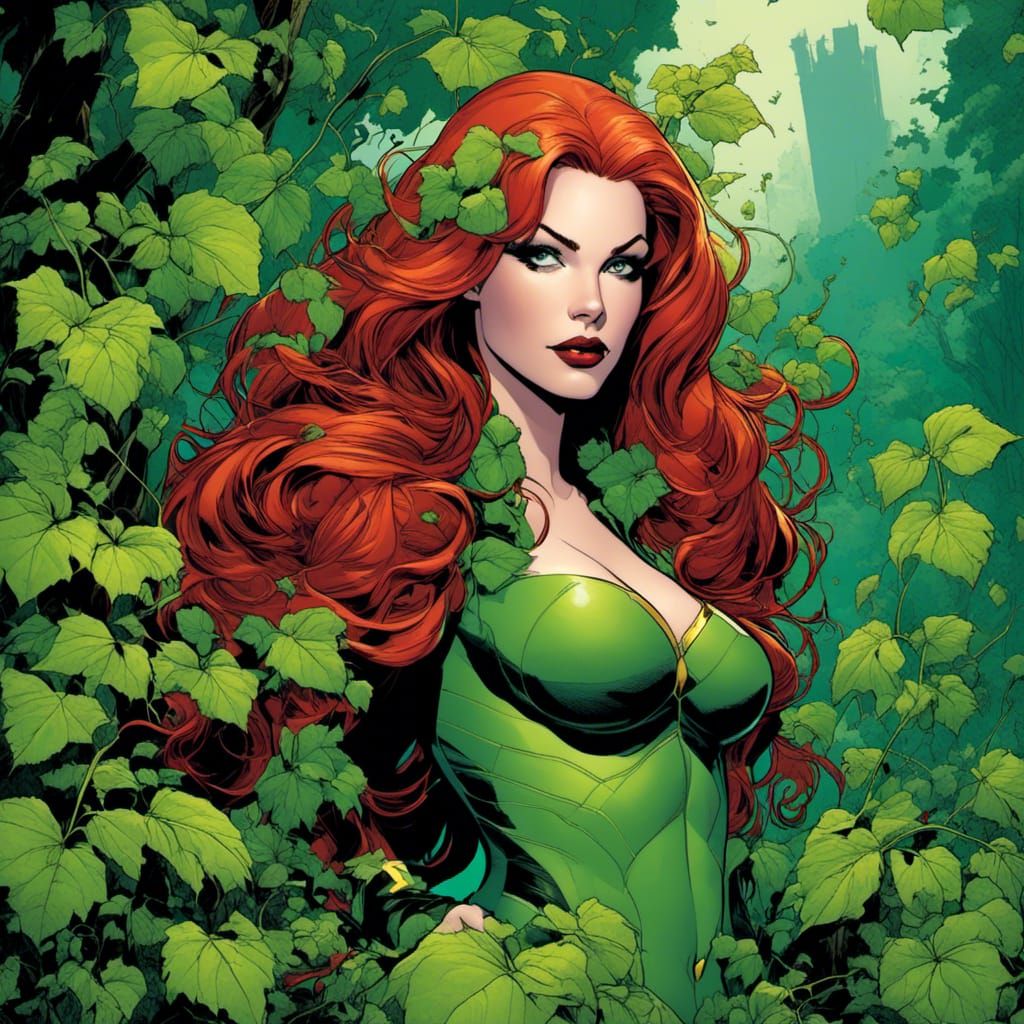 <lora:Comic Book Style:1.0> Poison Ivy by Clay Mann art, comic book style