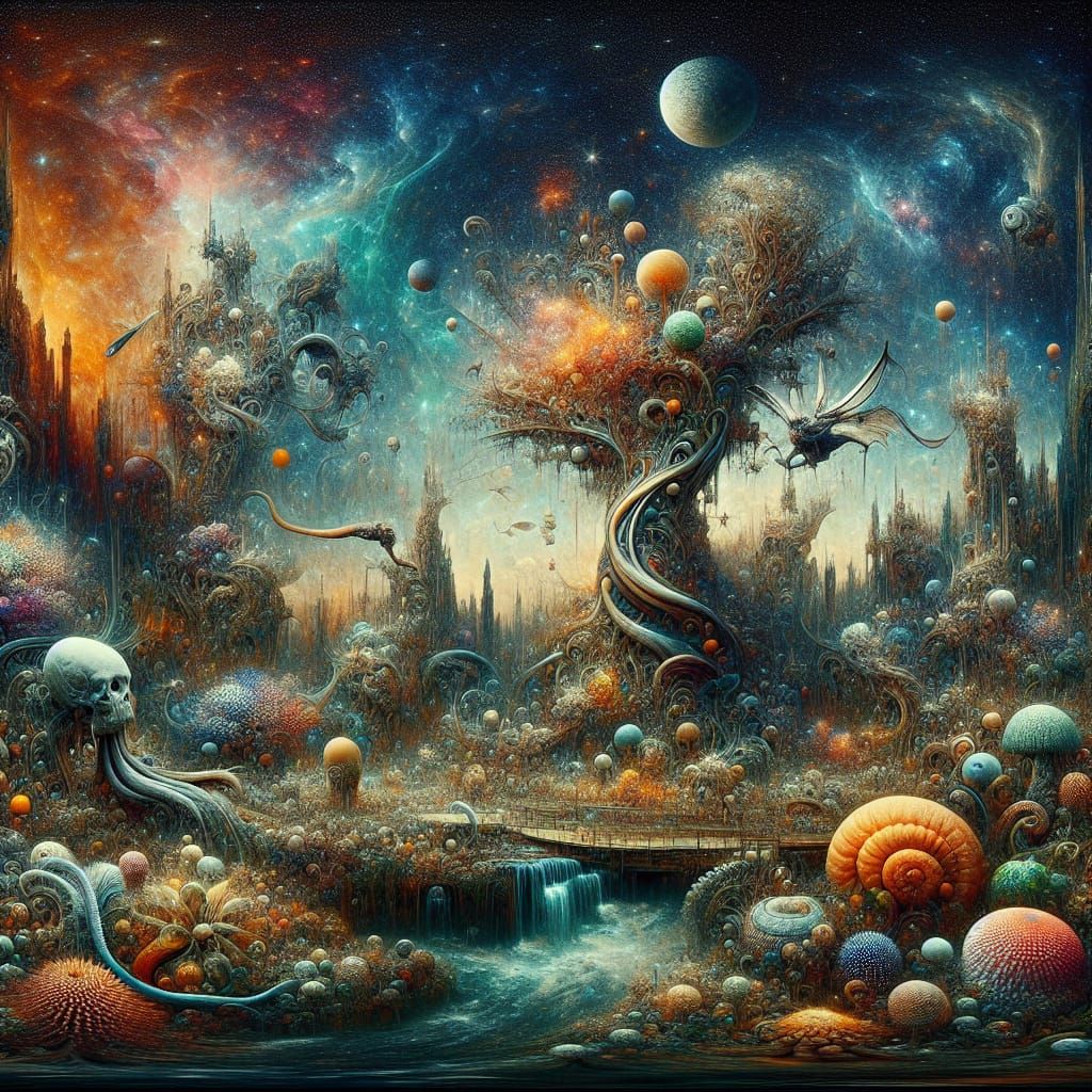 intergalactic zoo garden Hieronymus Bosch Rodney Matthews Yv...