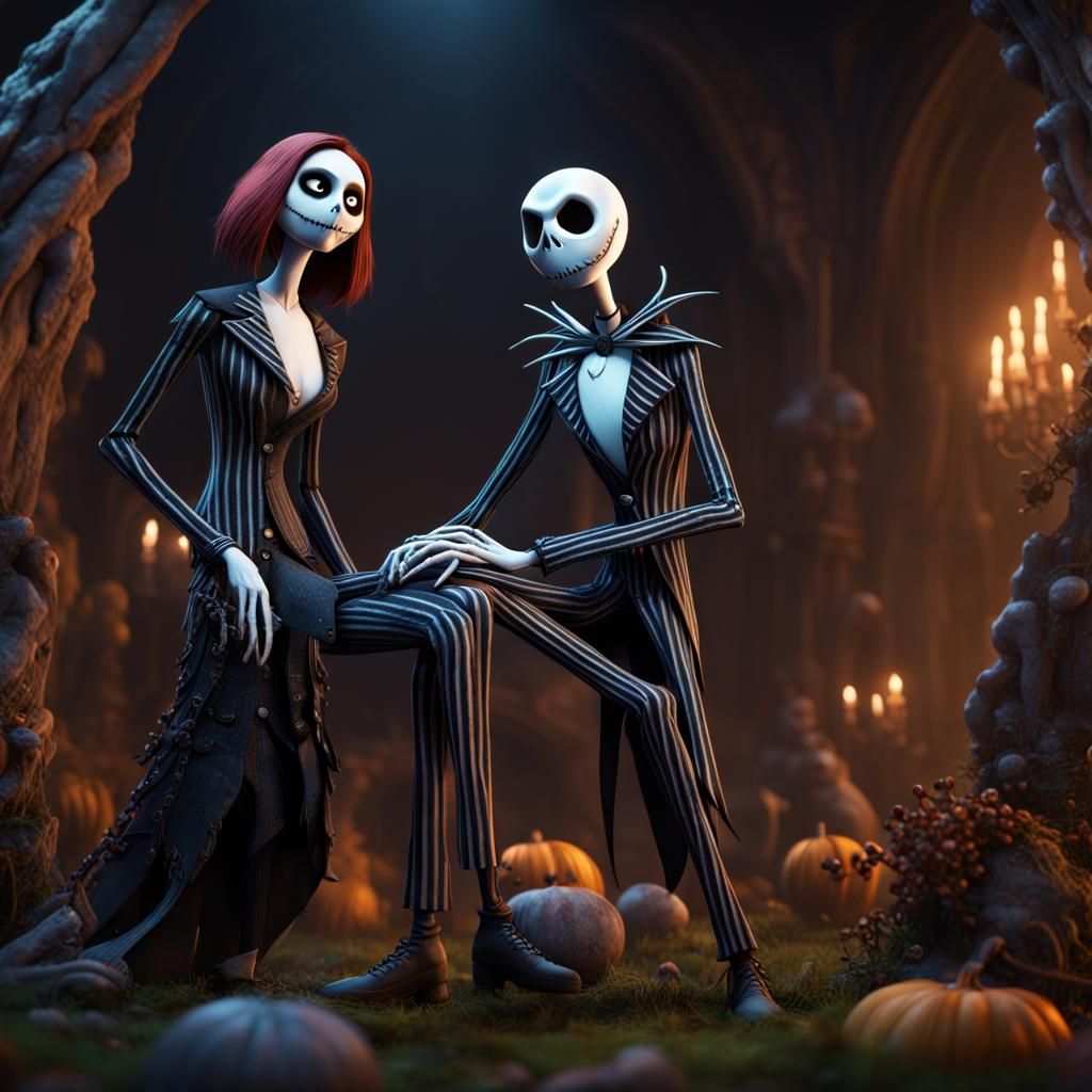 Jack Skellington and Weird Skeleton Gal - AI Generated Artwork ...