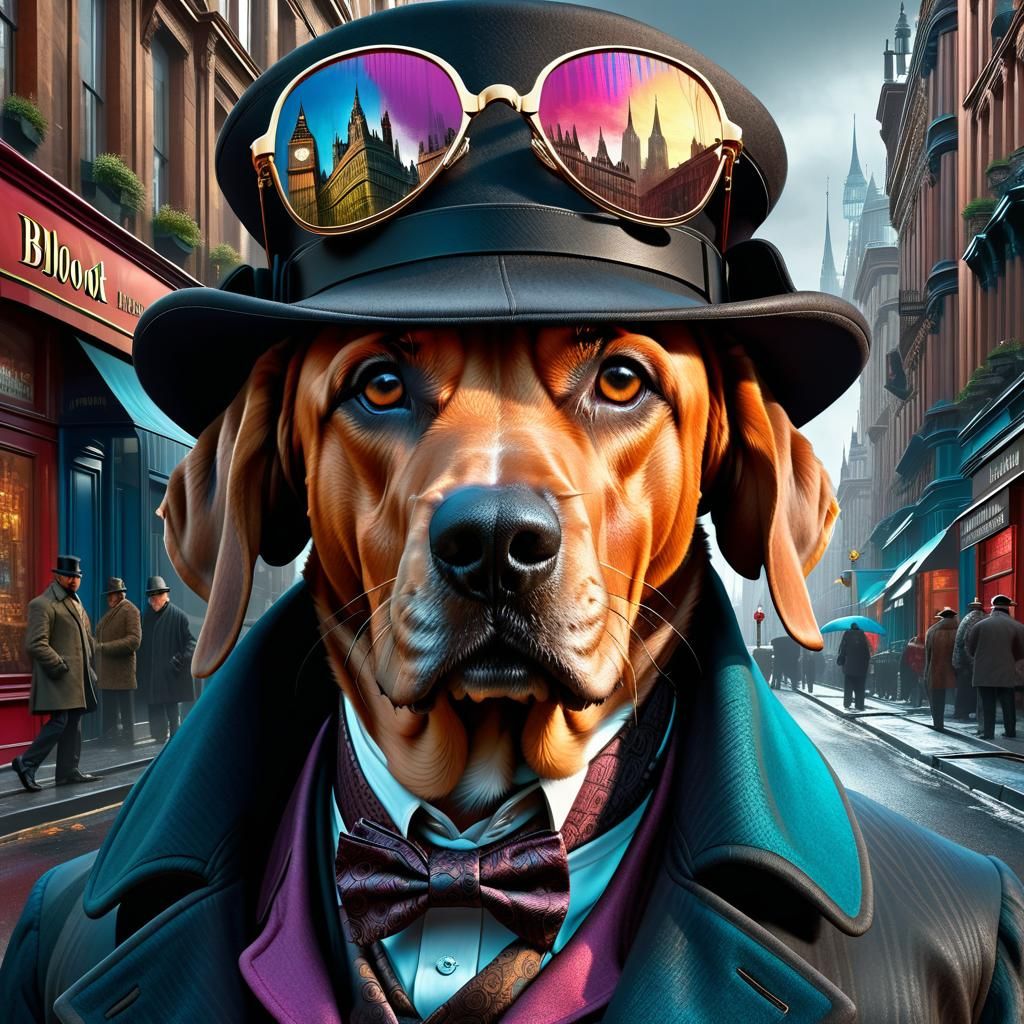 Bloodhound Sherlock Holmes - AI Generated Artwork - NightCafe Creator