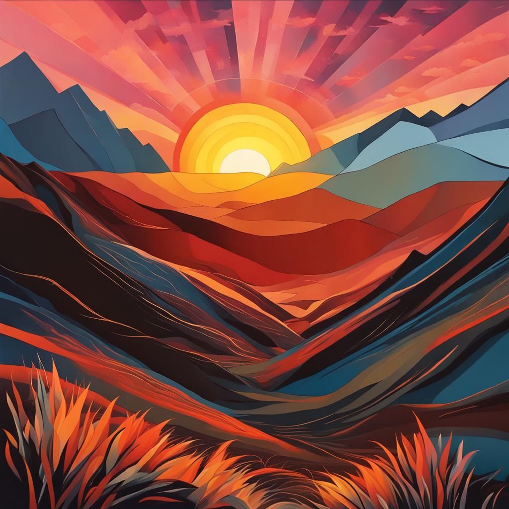 A sunset scene on a Mountain
