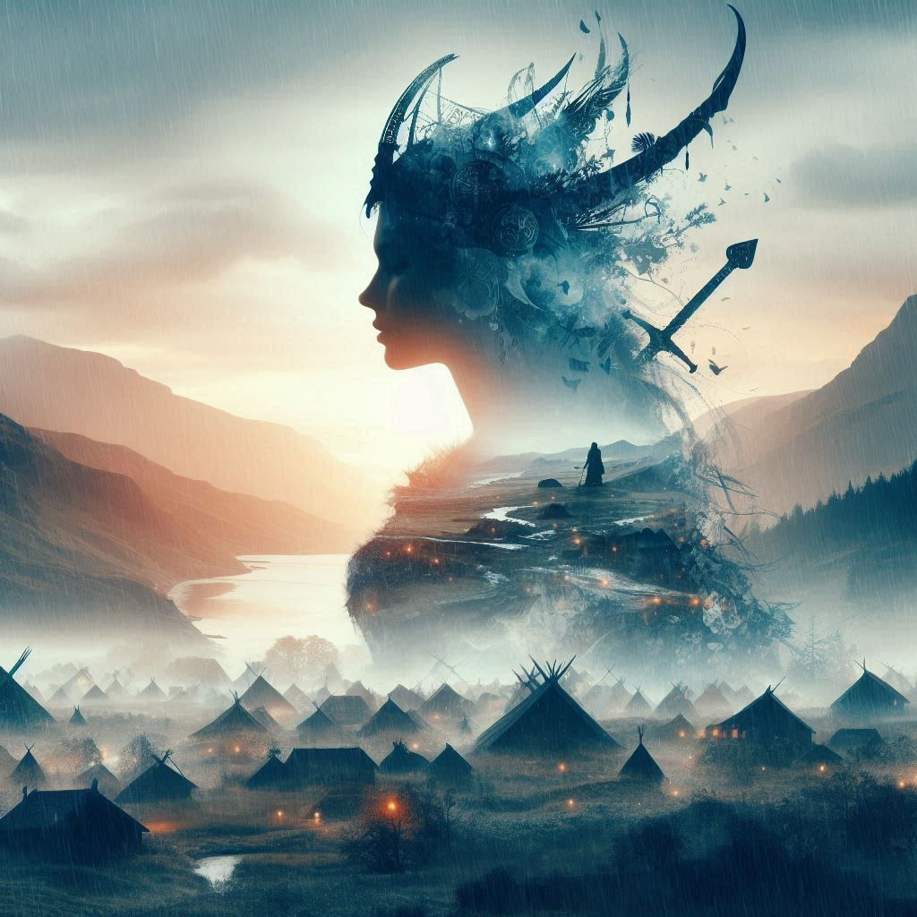 double exposure beautiful fantasy DALL-E 3 portrait landscap...