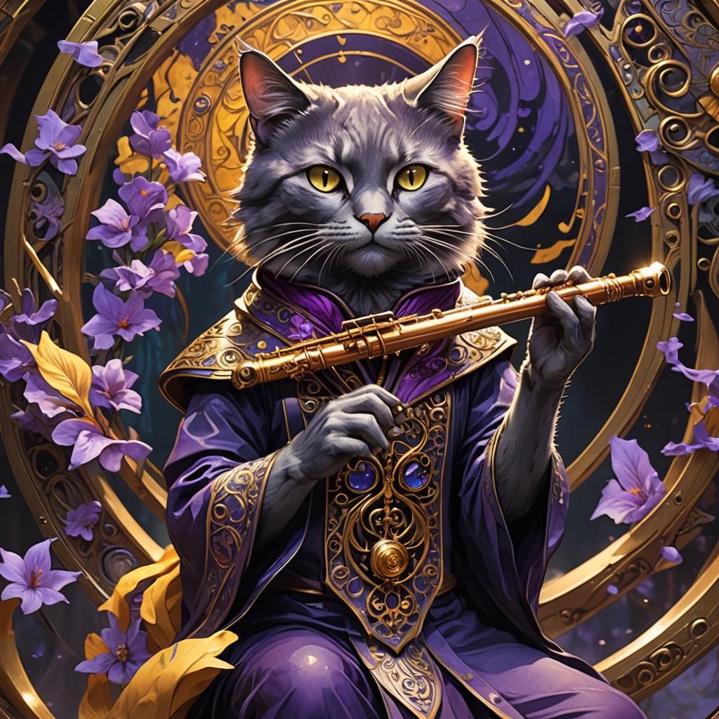 Mystical Cat's Dance: Dark Fantasy Concept Art