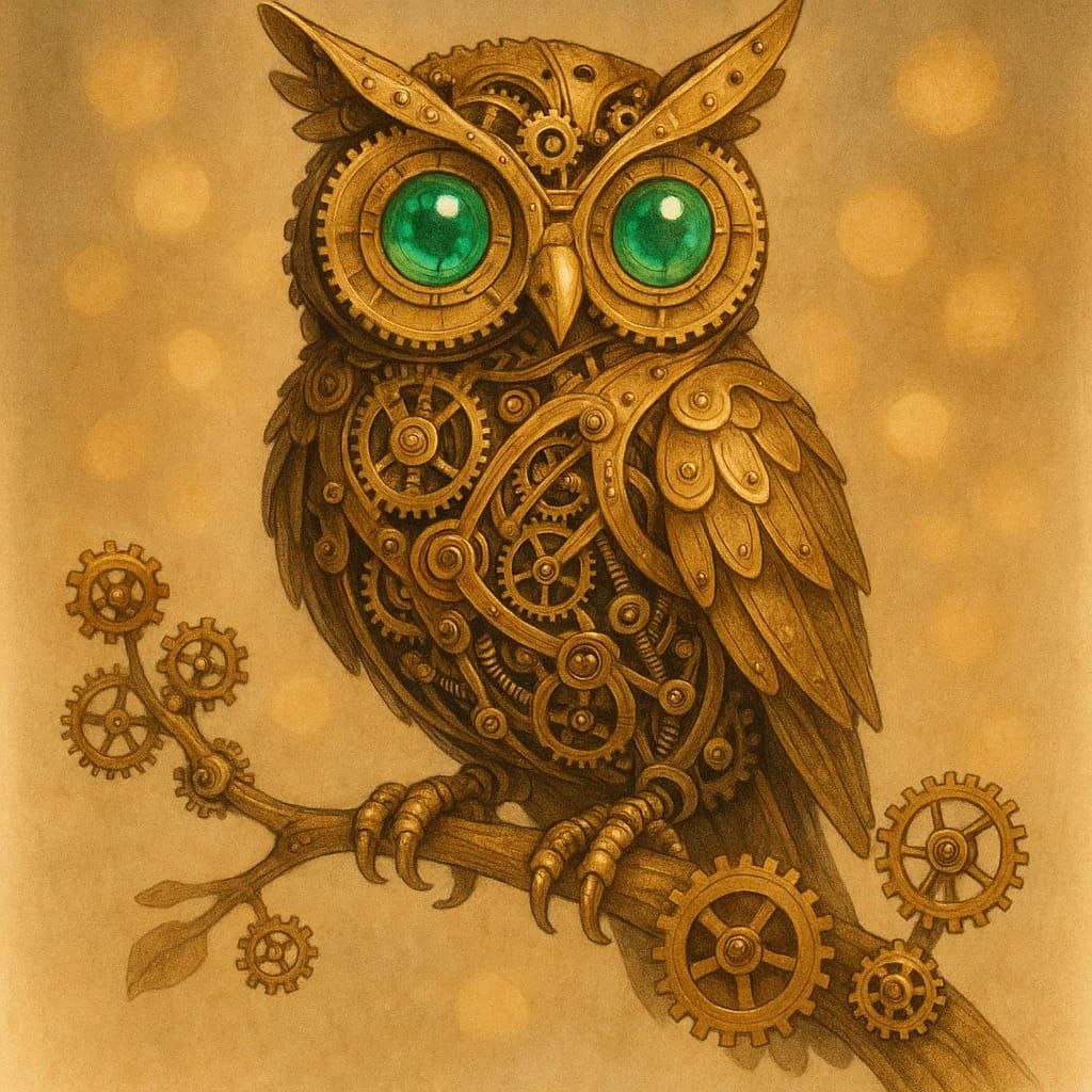 ינשוף שעשוי מכל מיני מתכות