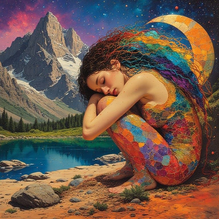 under a  majestic mountain range