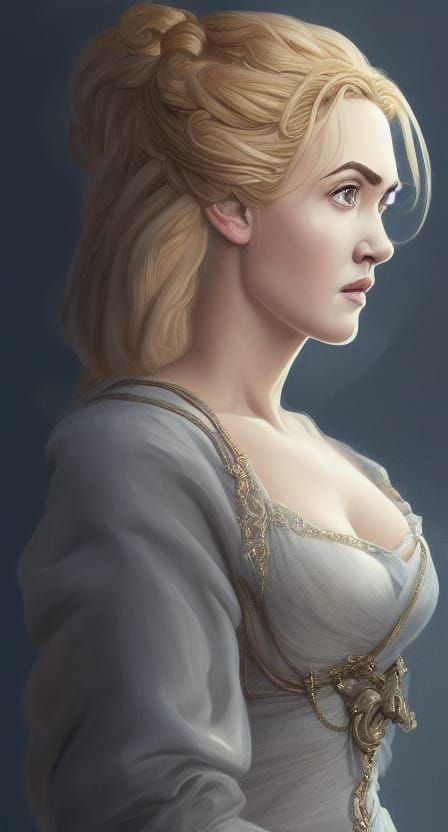 portrait of of young Kate Winslet princess, d & d, baroque dress ...