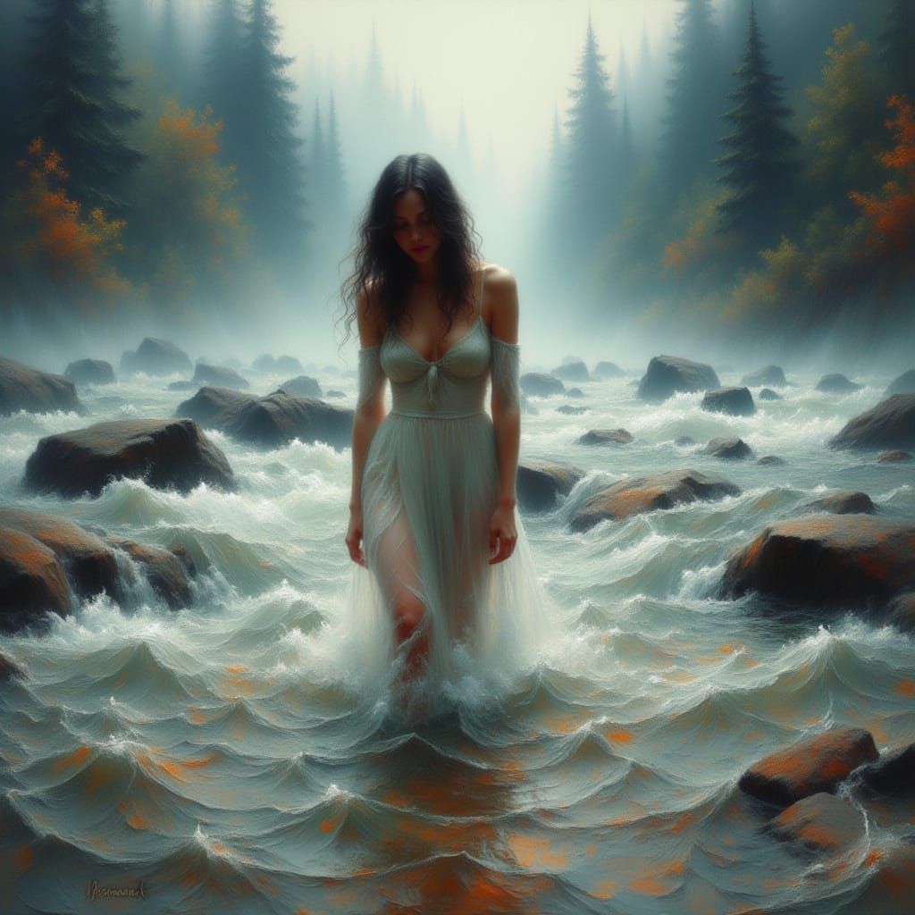 Woman in the river.