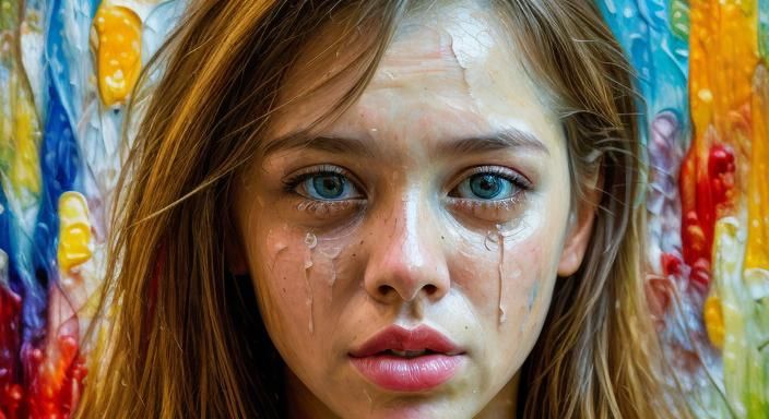 crying model Professional photography, bokeh, natural lighti...